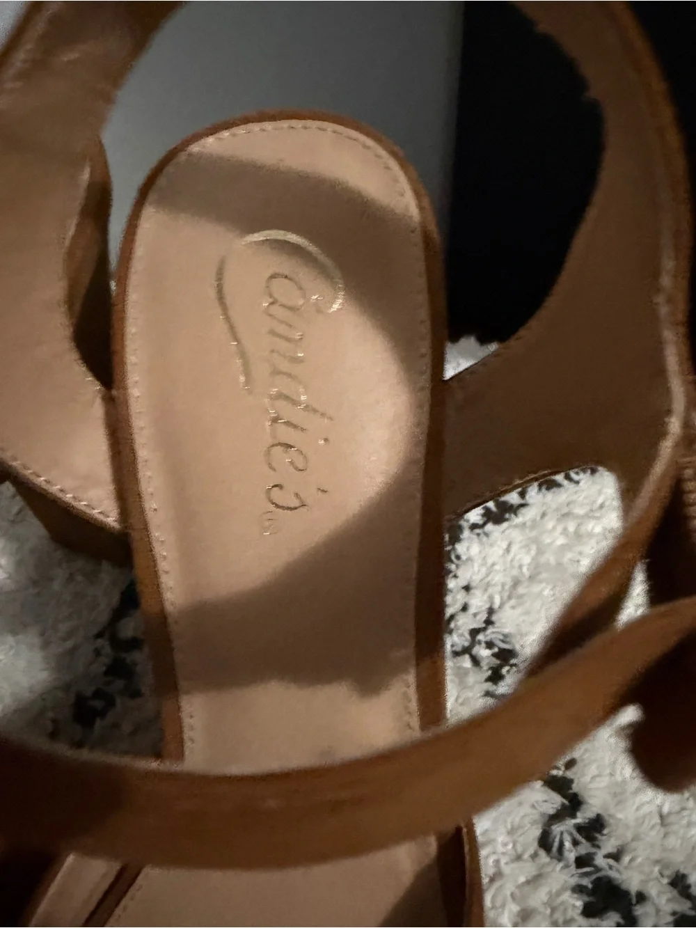 Candie’s Camel Suede Platform Peep Toe Block Heels Size 9